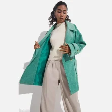 پالتو زنانه June مدل اورسایز طرح راه راه رنگ سبز