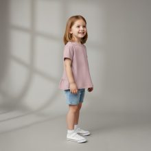 تی‌شرت با پشت چین‌دار برند زارا صورتی  | Zara T-SHIRT WITH RUFFLE BACK