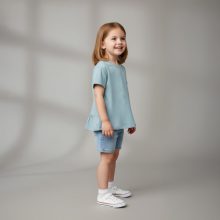 تی‌شرت با پشت چین‌دار برند زارا رنگ آبی | Zara T-SHIRT WITH RUFFLE BACK
